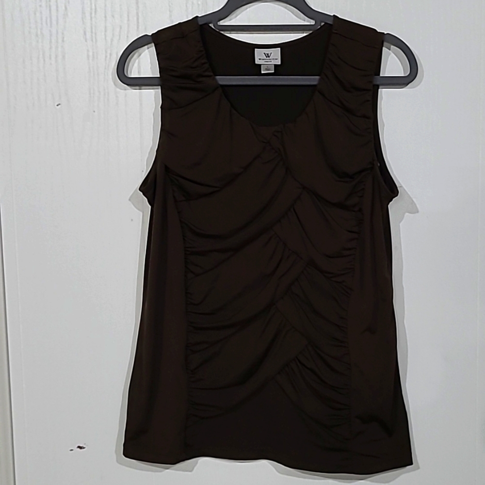 Worthington Chocolate Brown Ruched Shell Sz. L
